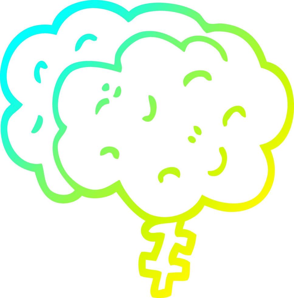 cold gradient line drawing cartoon brain vector