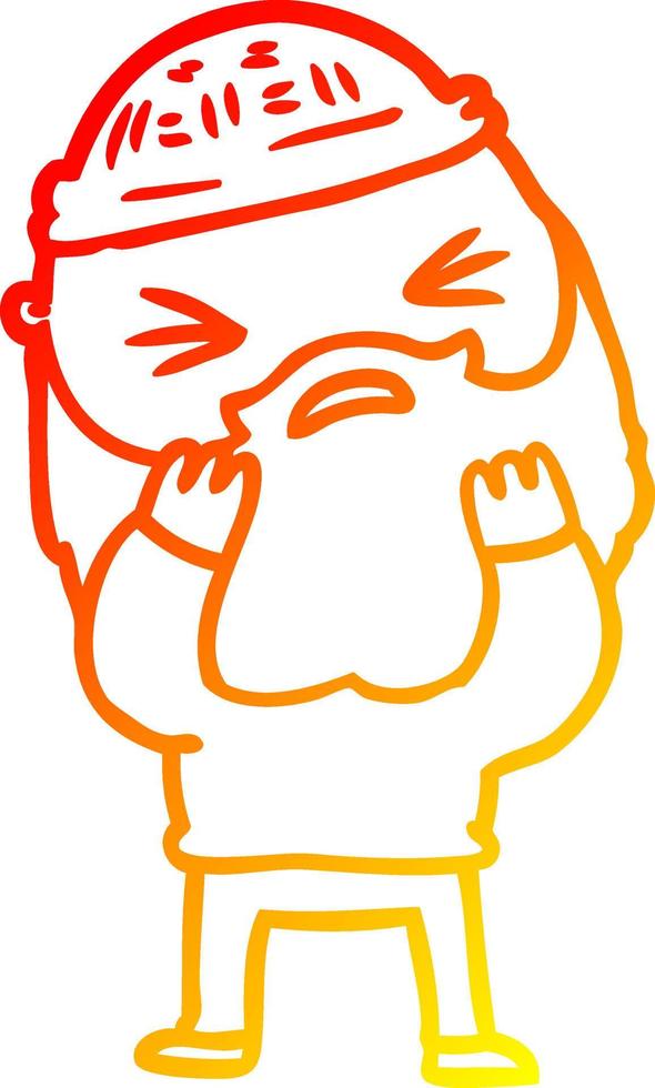 warm gradient line drawing cartoon man with beard vector