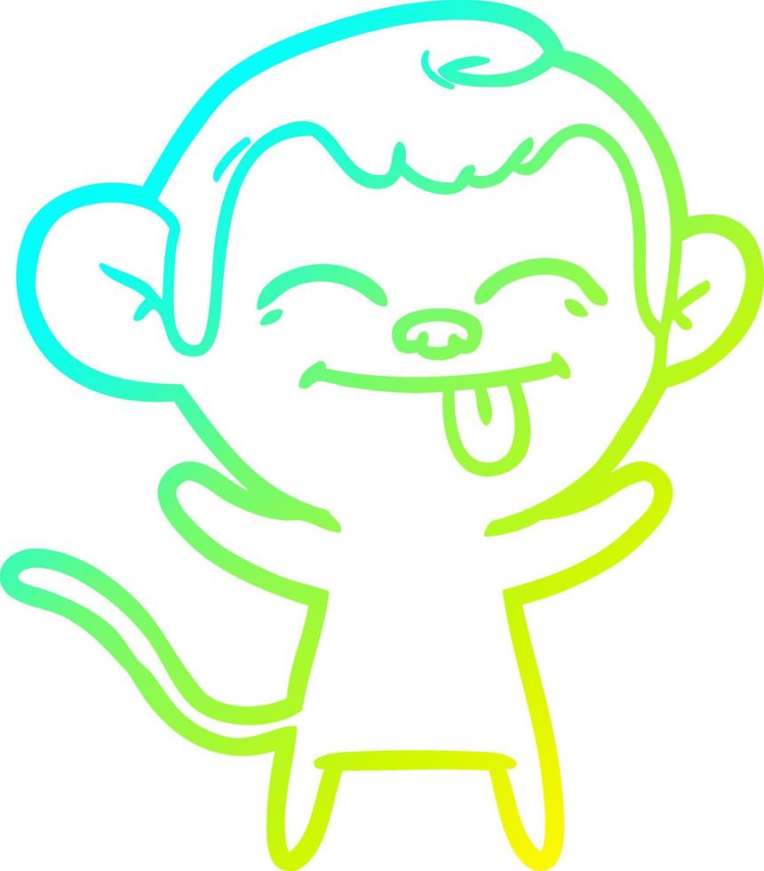 cold gradient line drawing funny cartoon monkey vector