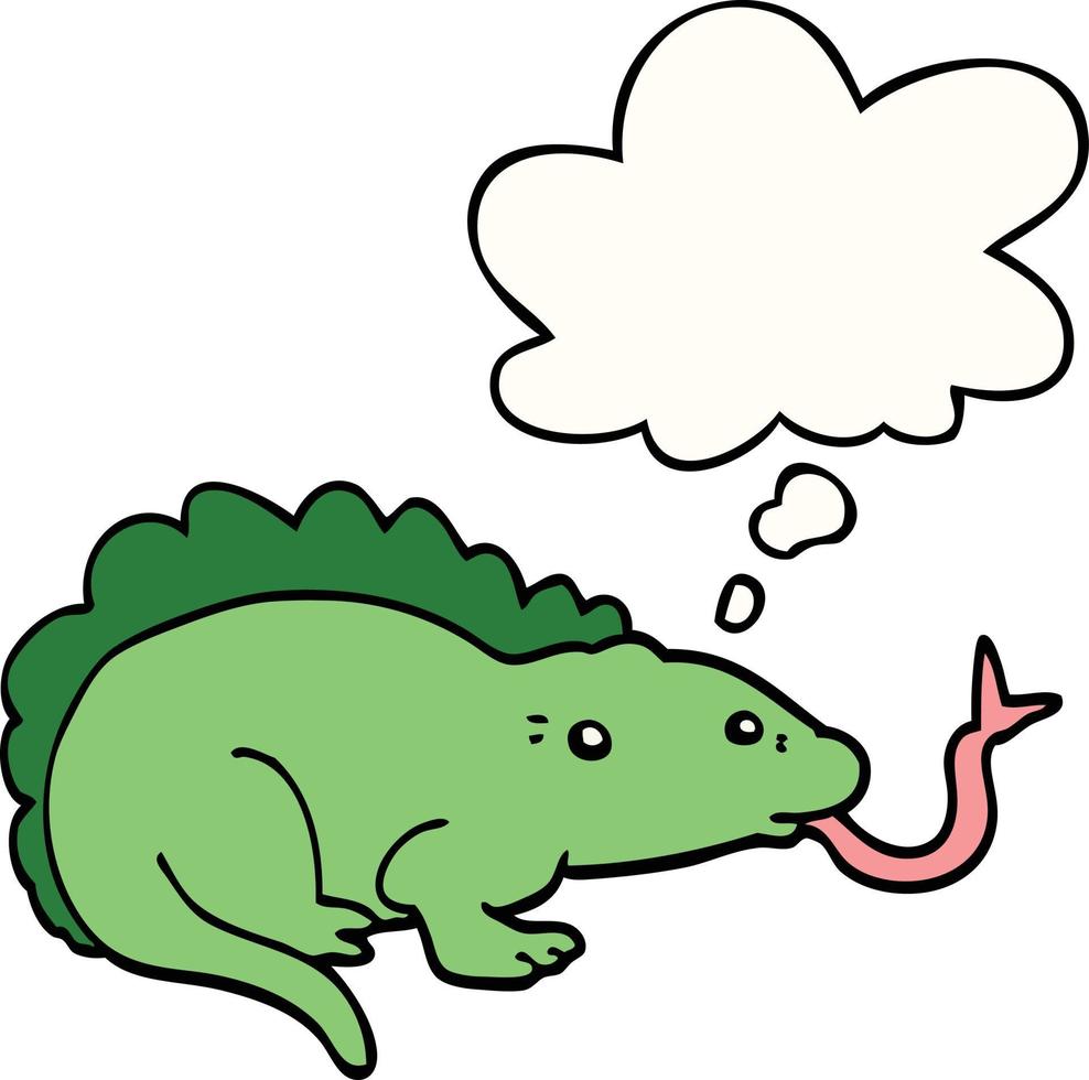 cartoon lizard and thought bubble vector