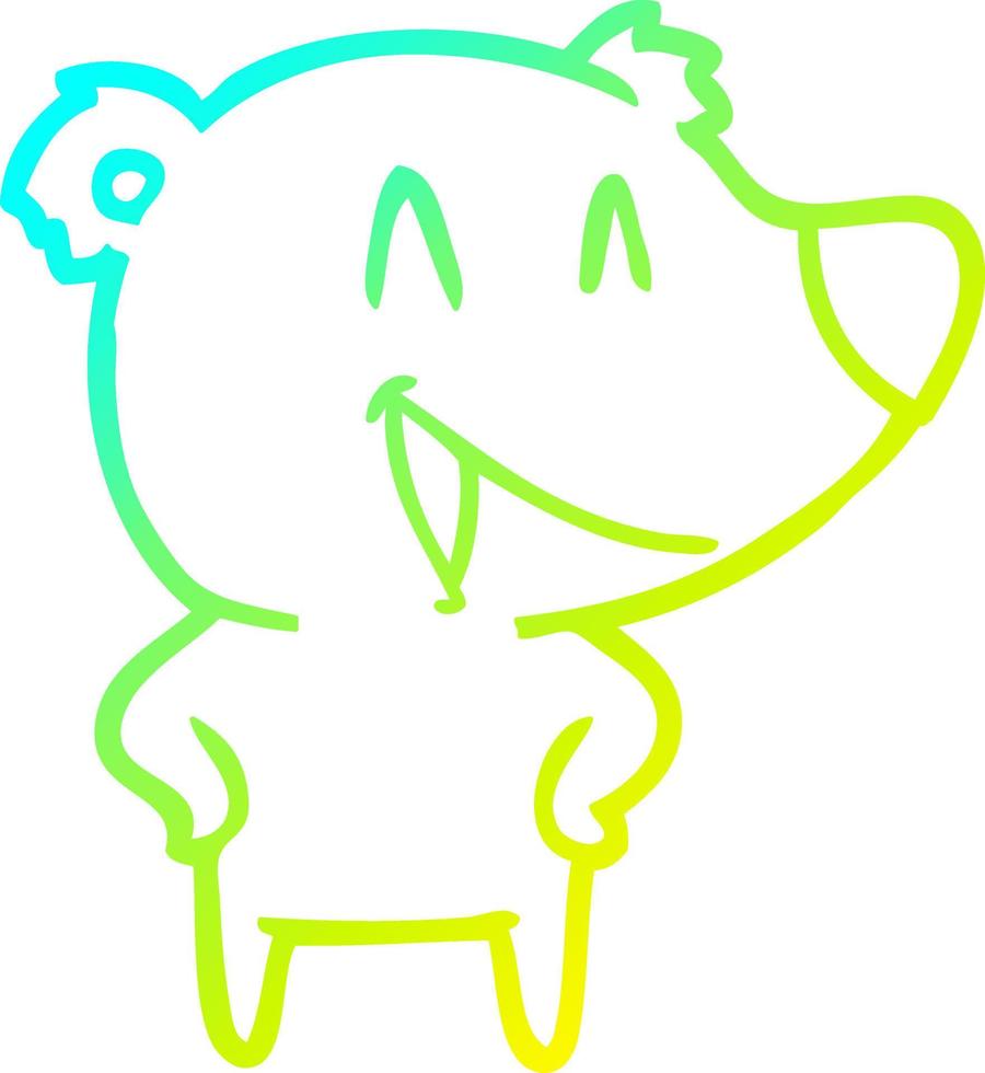 cold gradient line drawing laughing bear cartoon vector