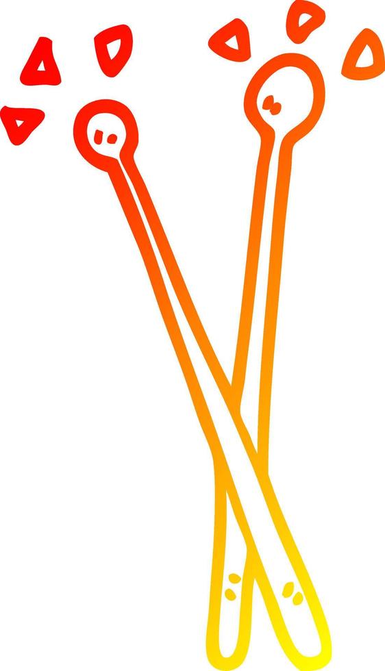 línea de gradiente cálido dibujo baquetas de dibujos animados vector