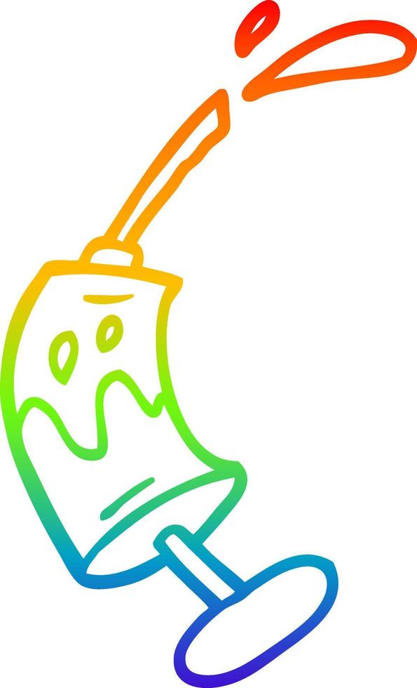 rainbow gradient line drawing cartoon syringe of blood vector