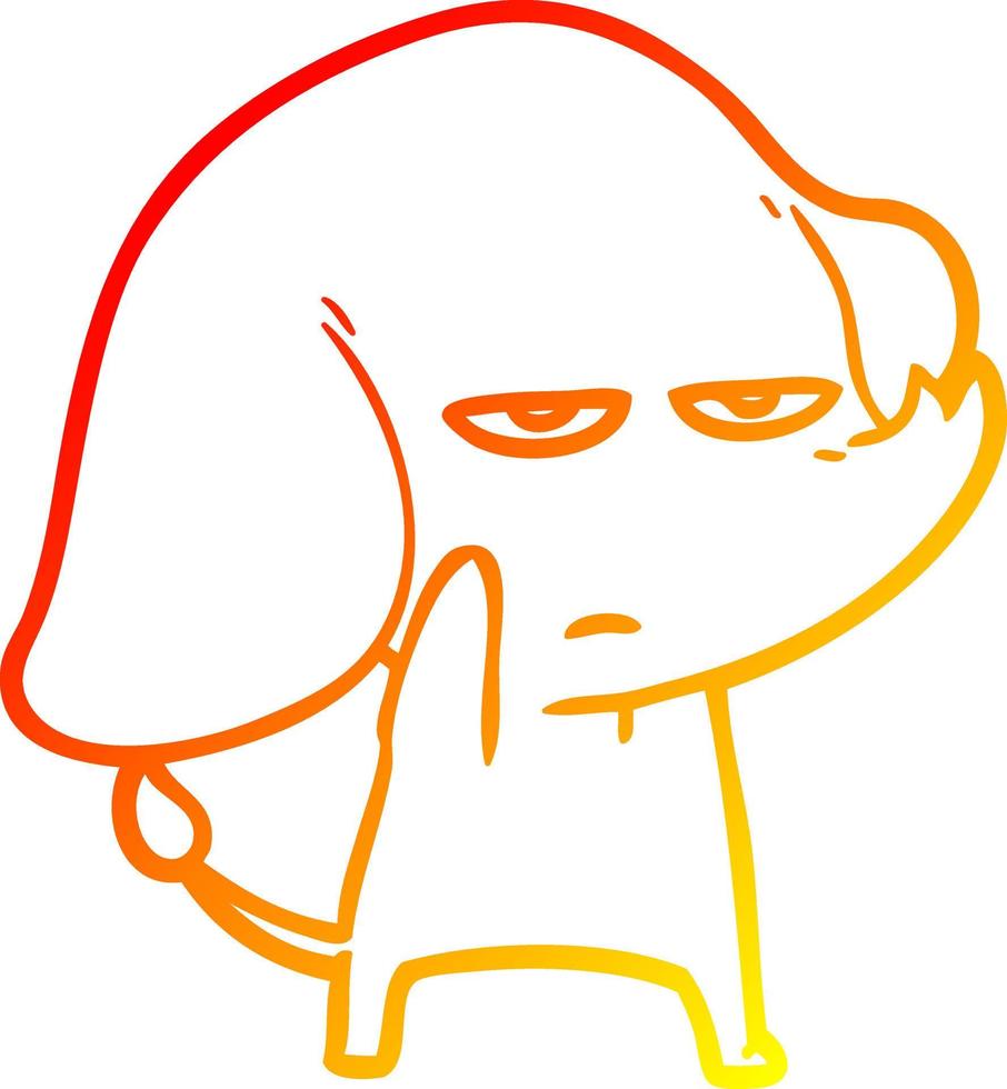 warm gradient line drawing annoyed cartoon elephant vector