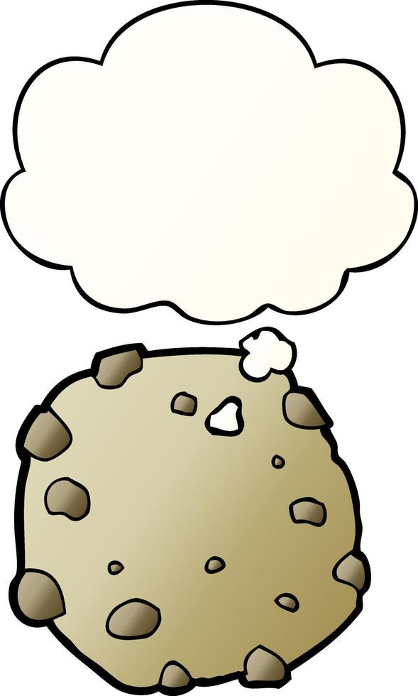 cartoon cookie and thought bubble in smooth gradient style vector