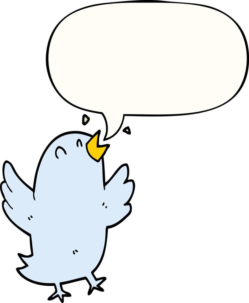 cartoon bird singing and speech bubble vector