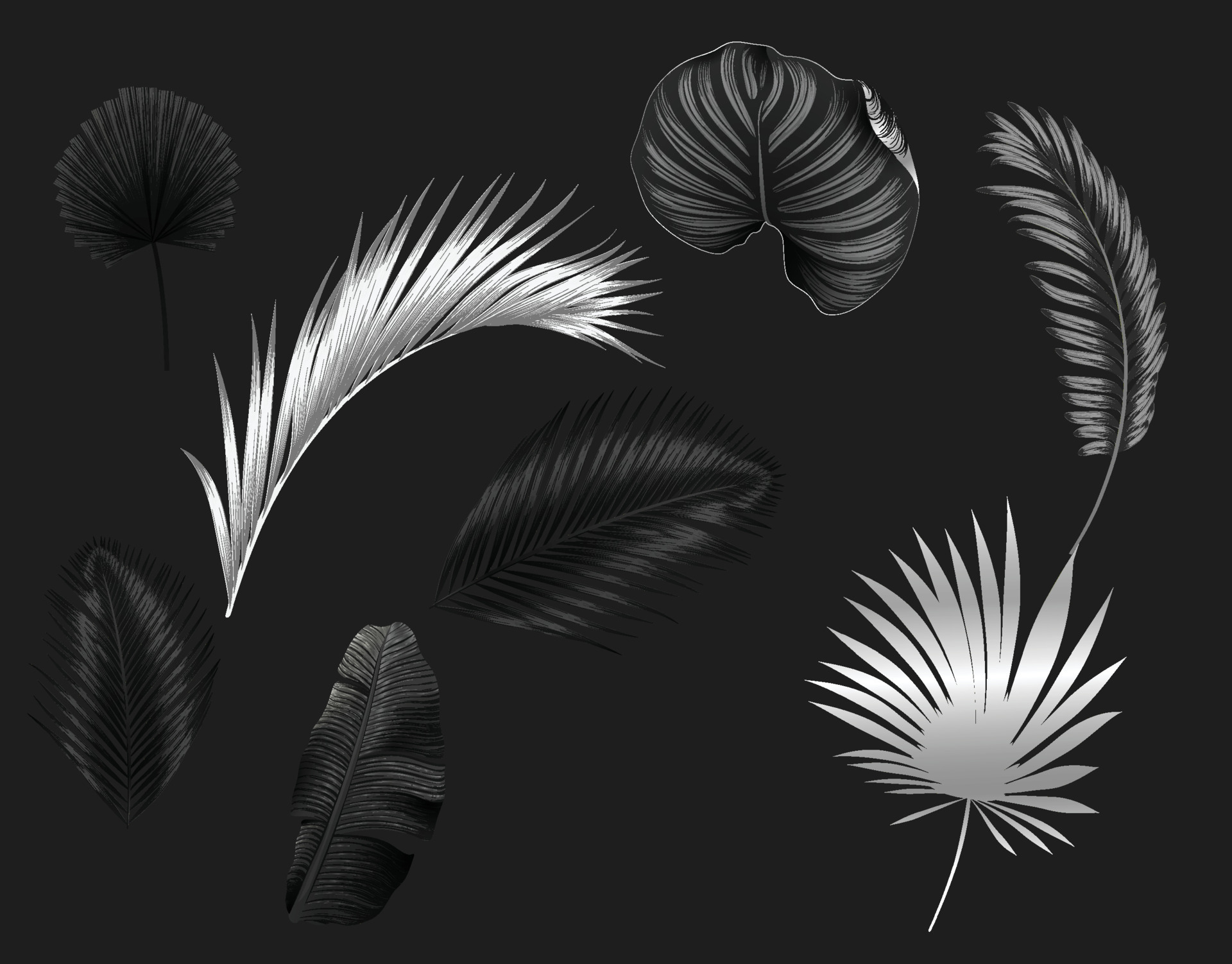 realistic dark silver leaves background 10656927 Vector Art at Vecteezy