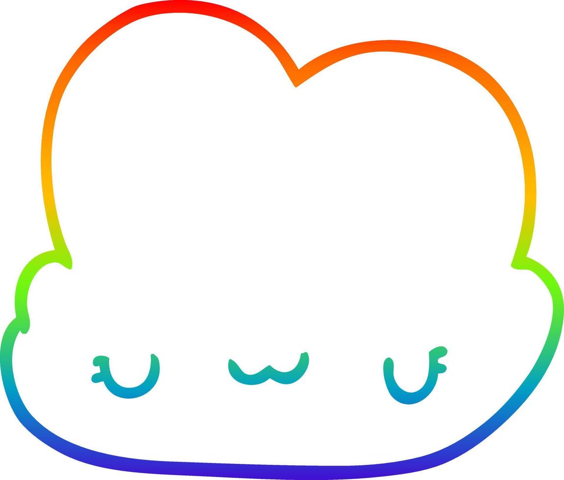 rainbow gradient line drawing cute cartoon cloud vector