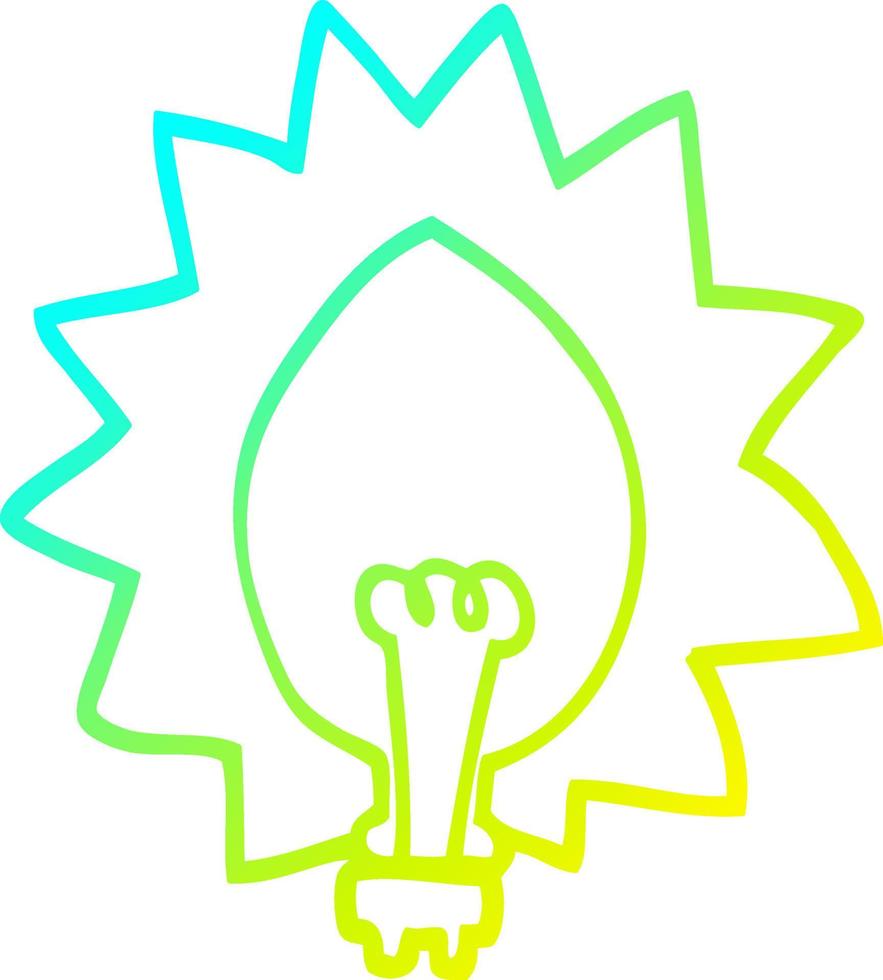 cold gradient line drawing cartoon light bulb vector