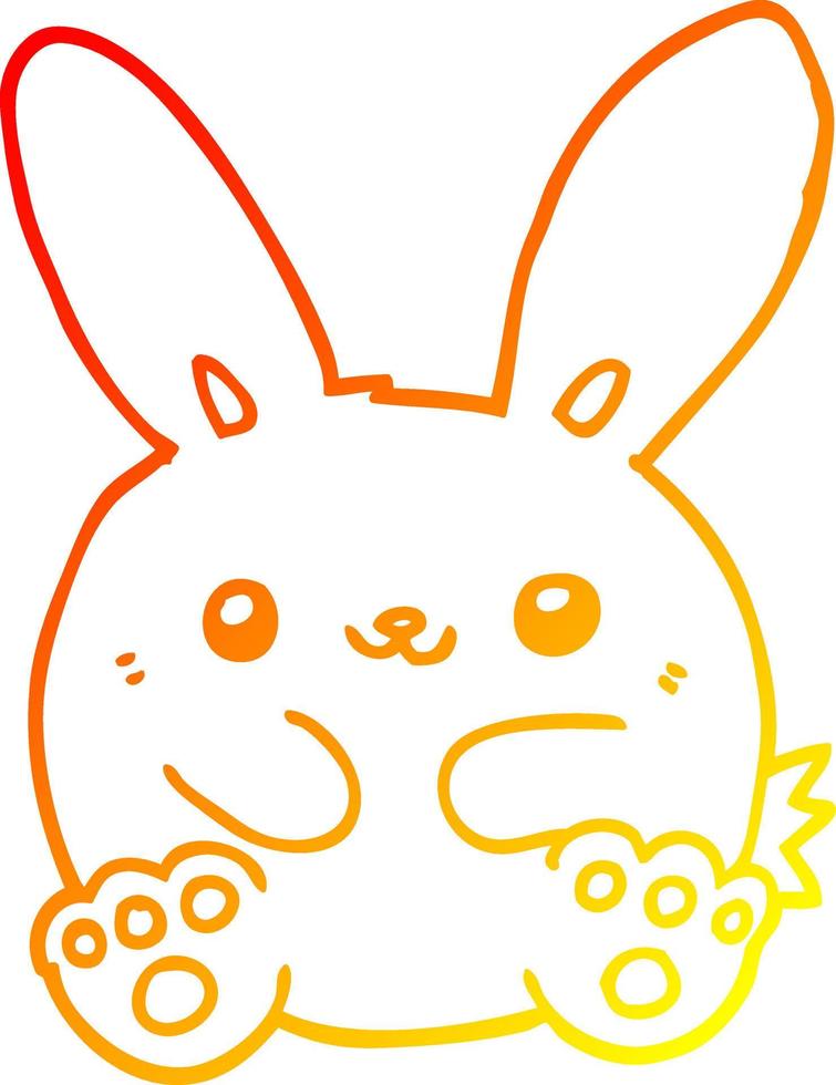warm gradient line drawing cartoon rabbit vector