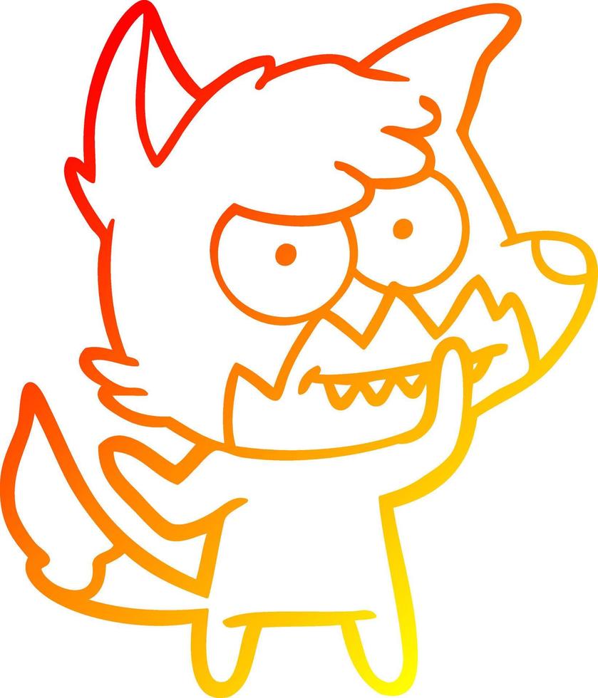 warm gradient line drawing cartoon grinning fox vector