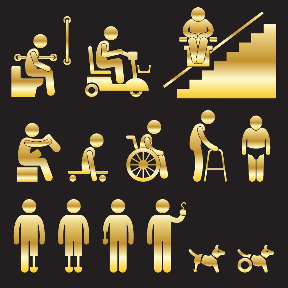 Gold disabled matchstick men vector