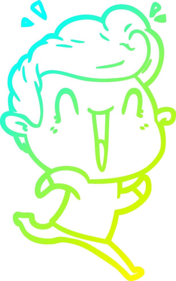 cold gradient line drawing cartoon excited man vector