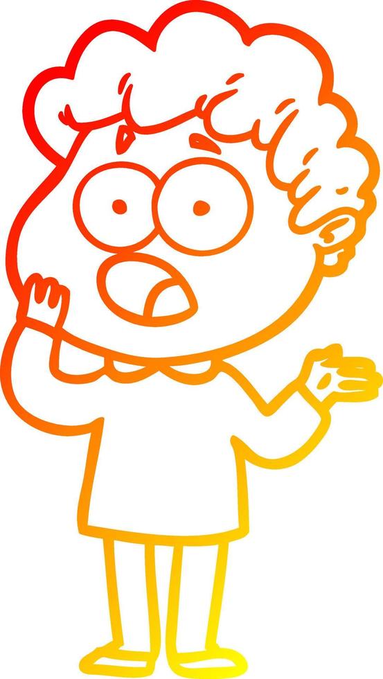 warm gradient line drawing cartoon man gasping in surprise vector