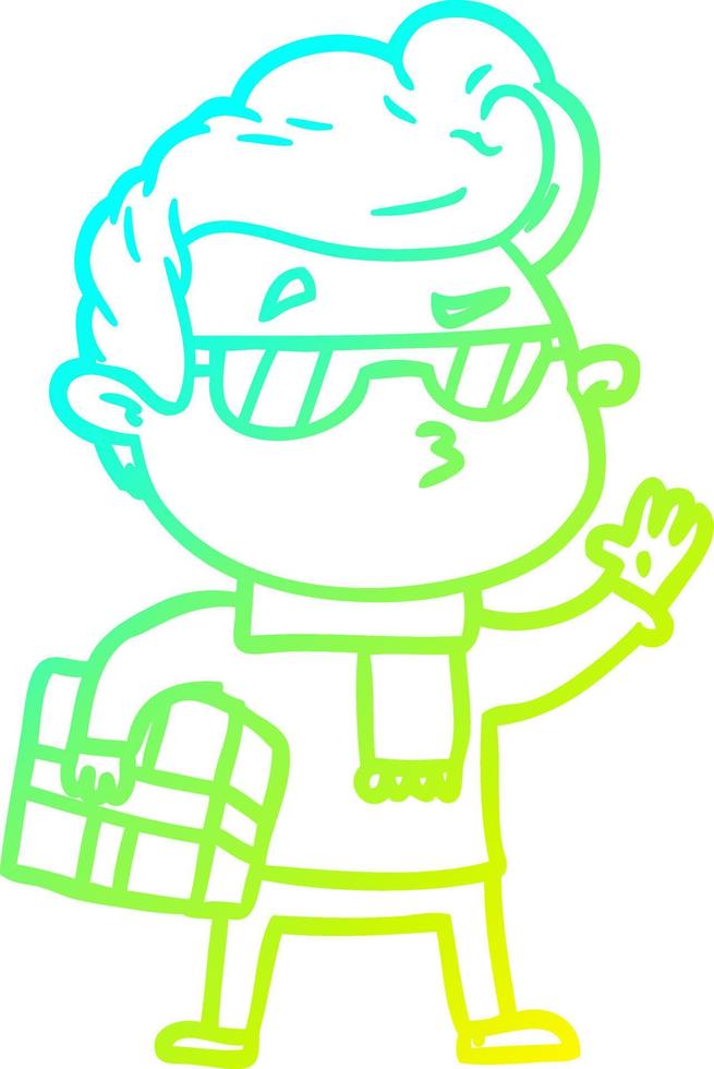 cold gradient line drawing cartoon cool guy vector