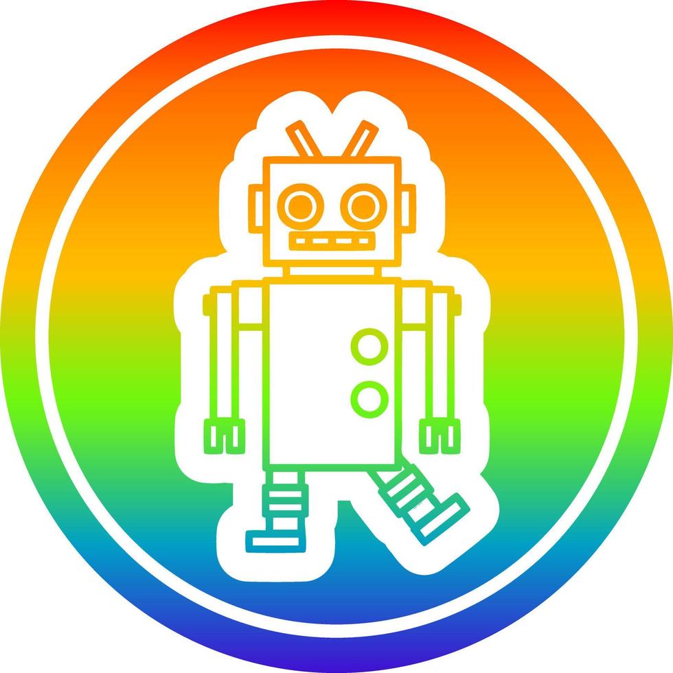 robot de baile circular en el espectro del arco iris vector