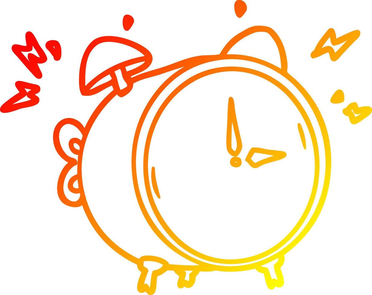 warm gradient line drawing cartoon ringing alarm clock vector