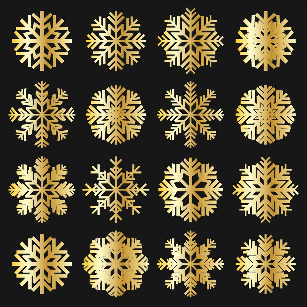 Golden christmas snow flake vector