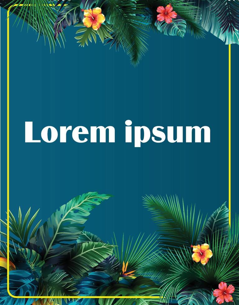 Tropical poster with frame vector