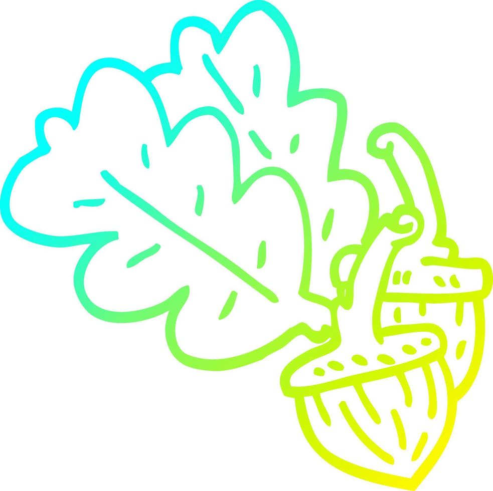 cold gradient line drawing cartoon acorn vector