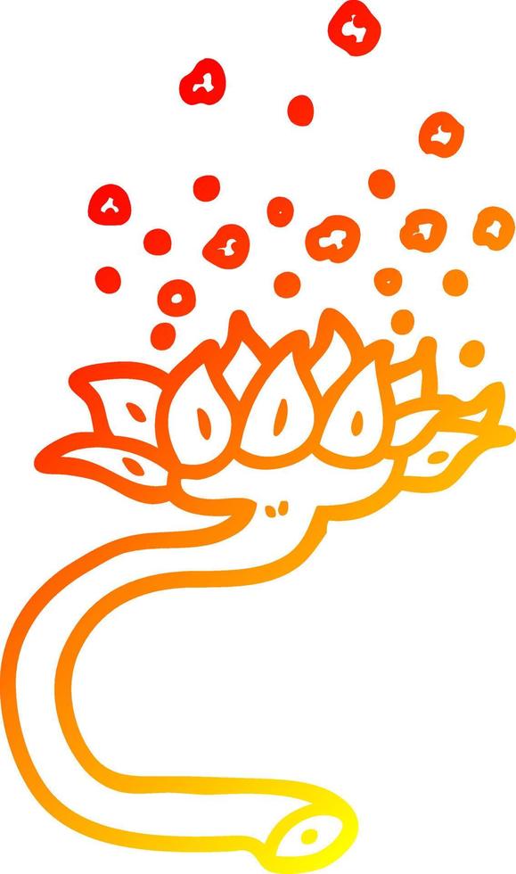 warm gradient line drawing cartoon flower releasing pollen vector