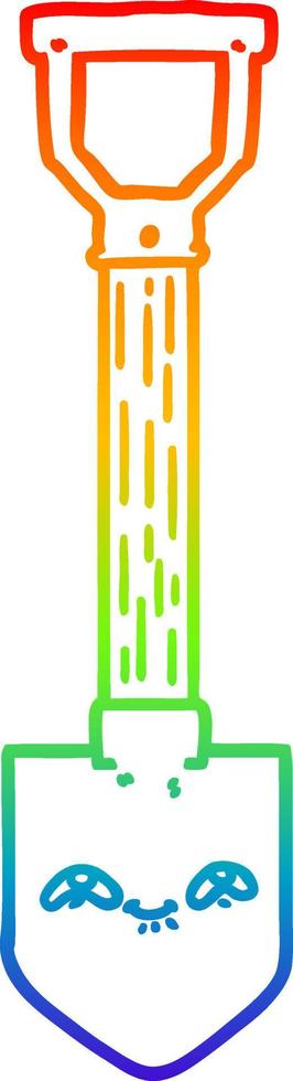 rainbow gradient line drawing cartoon shovel vector