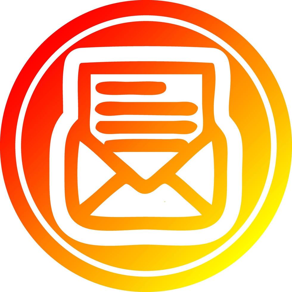 envelope letter circular in hot gradient spectrum vector