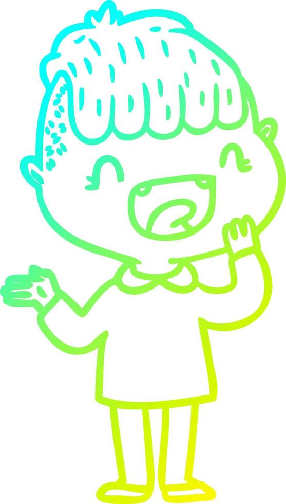 cold gradient line drawing cartoon happy boy laughing vector