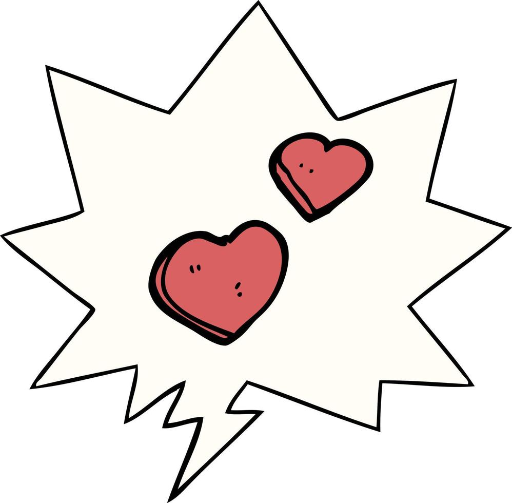 cartoon love hearts and speech bubble vector