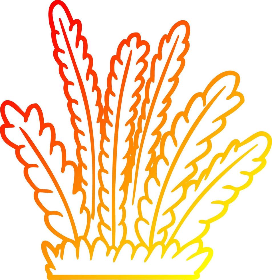 warm gradient line drawing cartoon growing plants vector