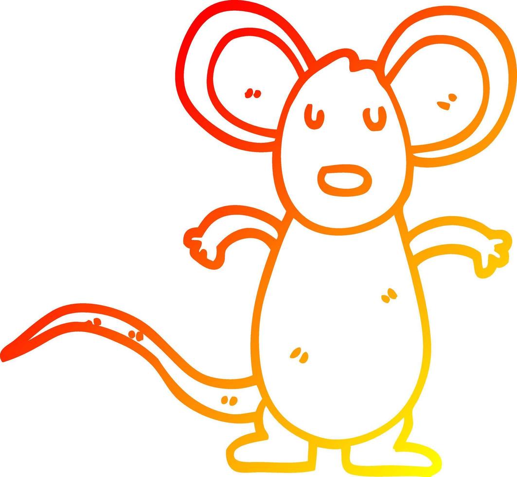 warm gradient line drawing cartoon mouse rat vector