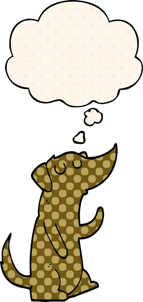 cartoon dog and thought bubble in comic book style vector
