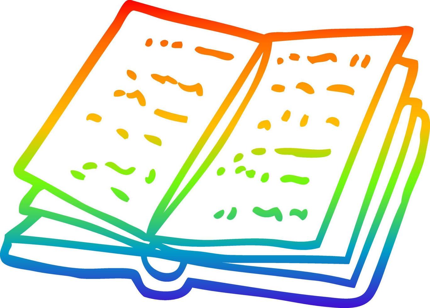 rainbow gradient line drawing cartoon open book vector