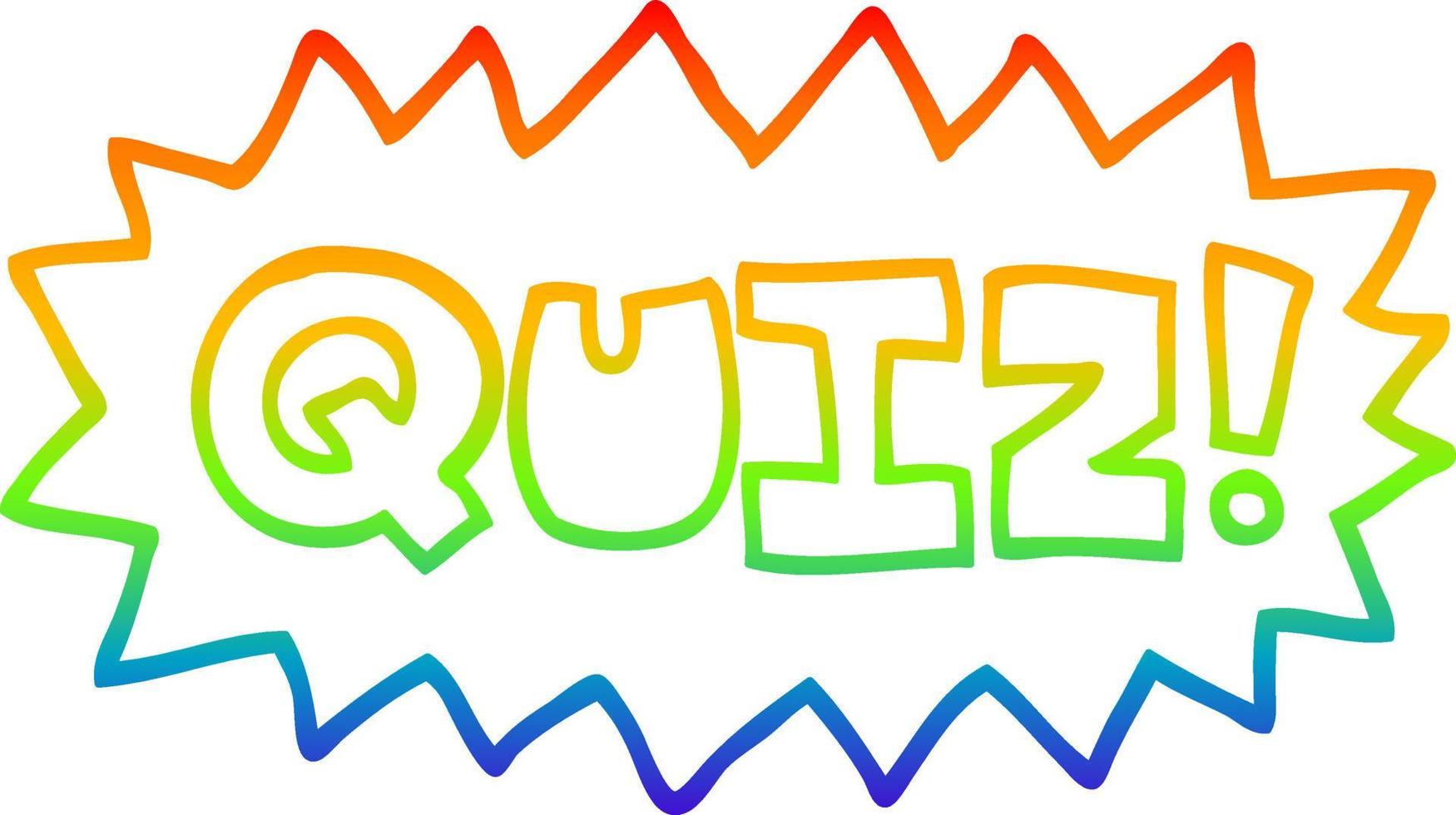 rainbow gradient line drawing cartoon quiz sign vector