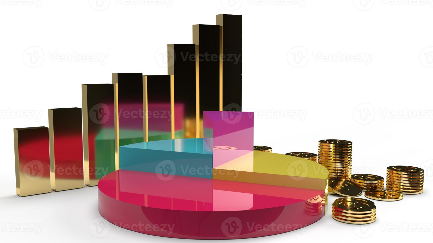 multicoloured pie chart 3d rendering on white background for business content. photo