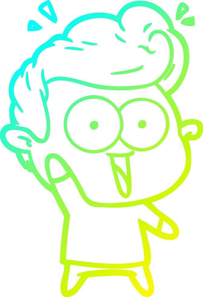 cold gradient line drawing cartoon staring man vector