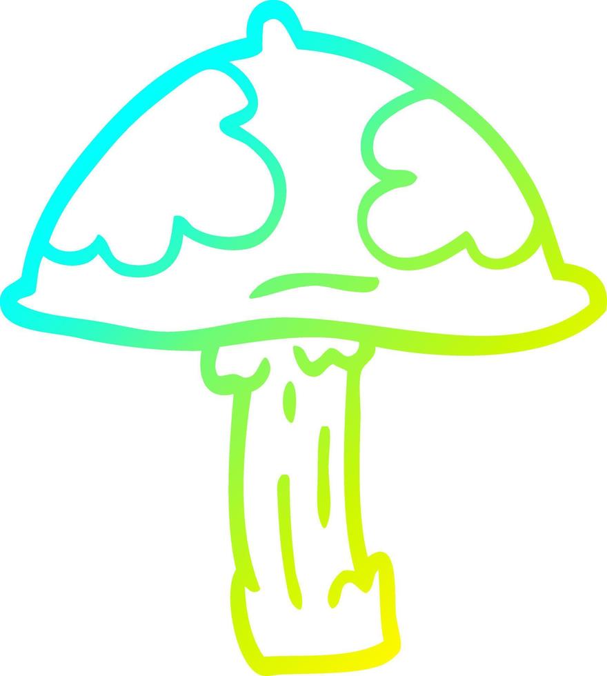 cold gradient line drawing cartoon wild mushroom vector