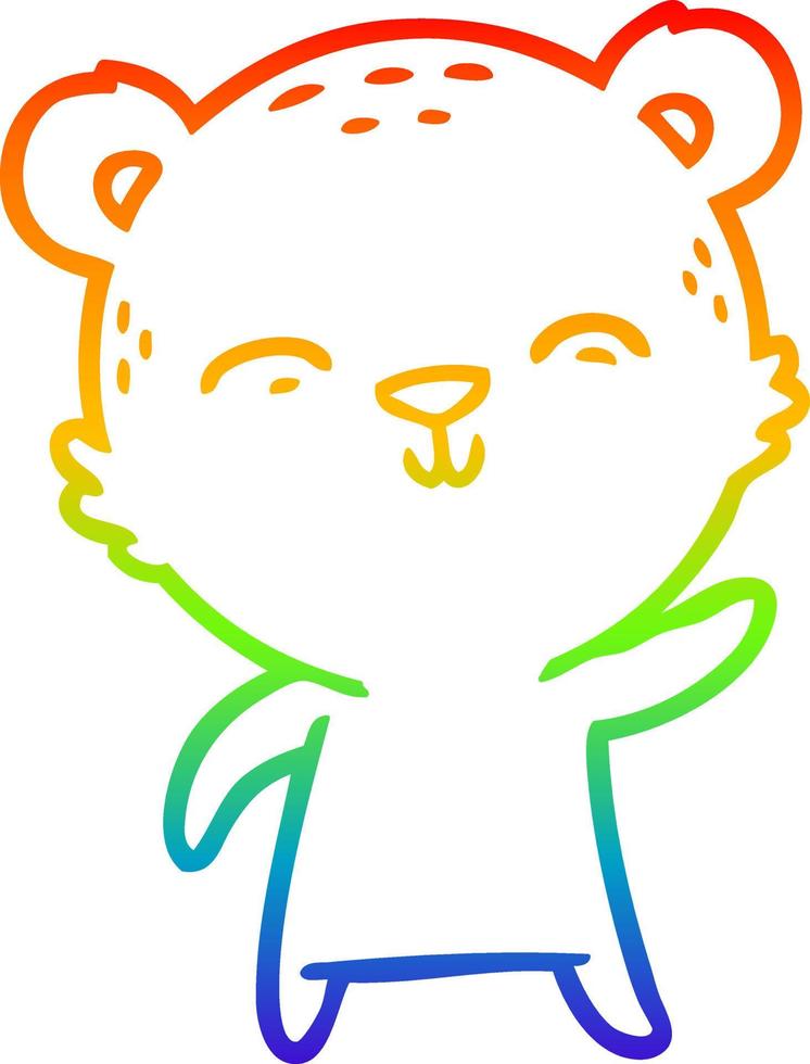 rainbow gradient line drawing happy cartoon bear vector