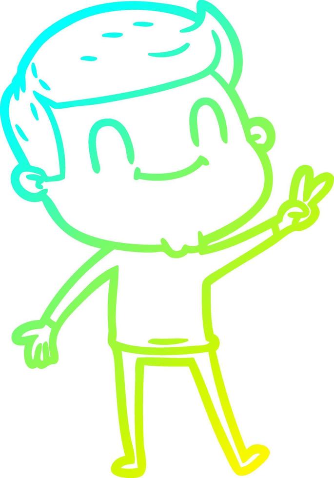cold gradient line drawing cartoon friendly man vector