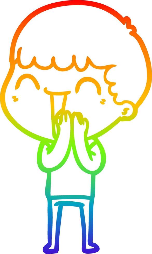 rainbow gradient line drawing cartoon happy man vector