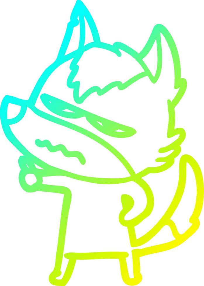 cold gradient line drawing cartoon annoyed wolf vector