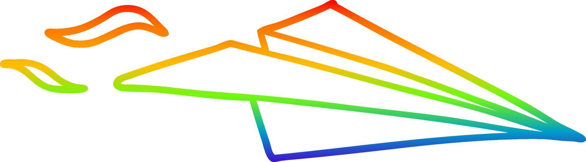 rainbow gradient line drawing cartoon paper airplane vector