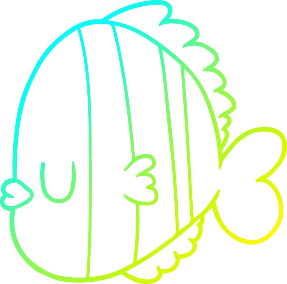cold gradient line drawing cartoon exotic fish vector