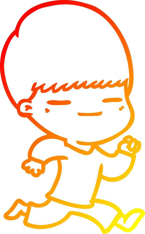 warm gradient line drawing cartoon smug boy vector