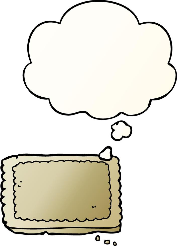 cartoon biscuit and thought bubble in smooth gradient style vector