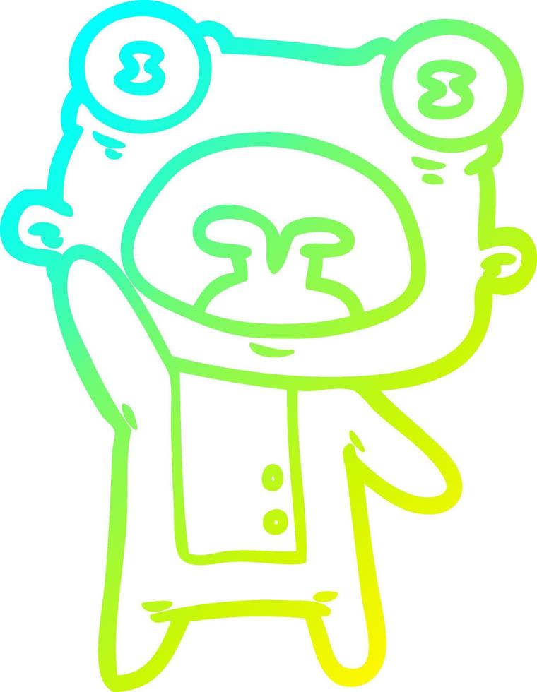 cold gradient line drawing cartoon weird alien waving vector