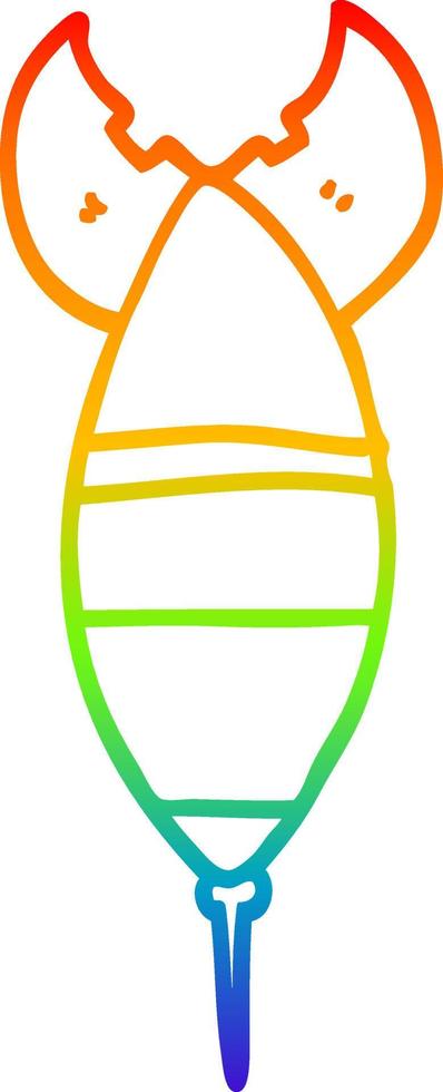 rainbow gradient line drawing cartoon rocket vector