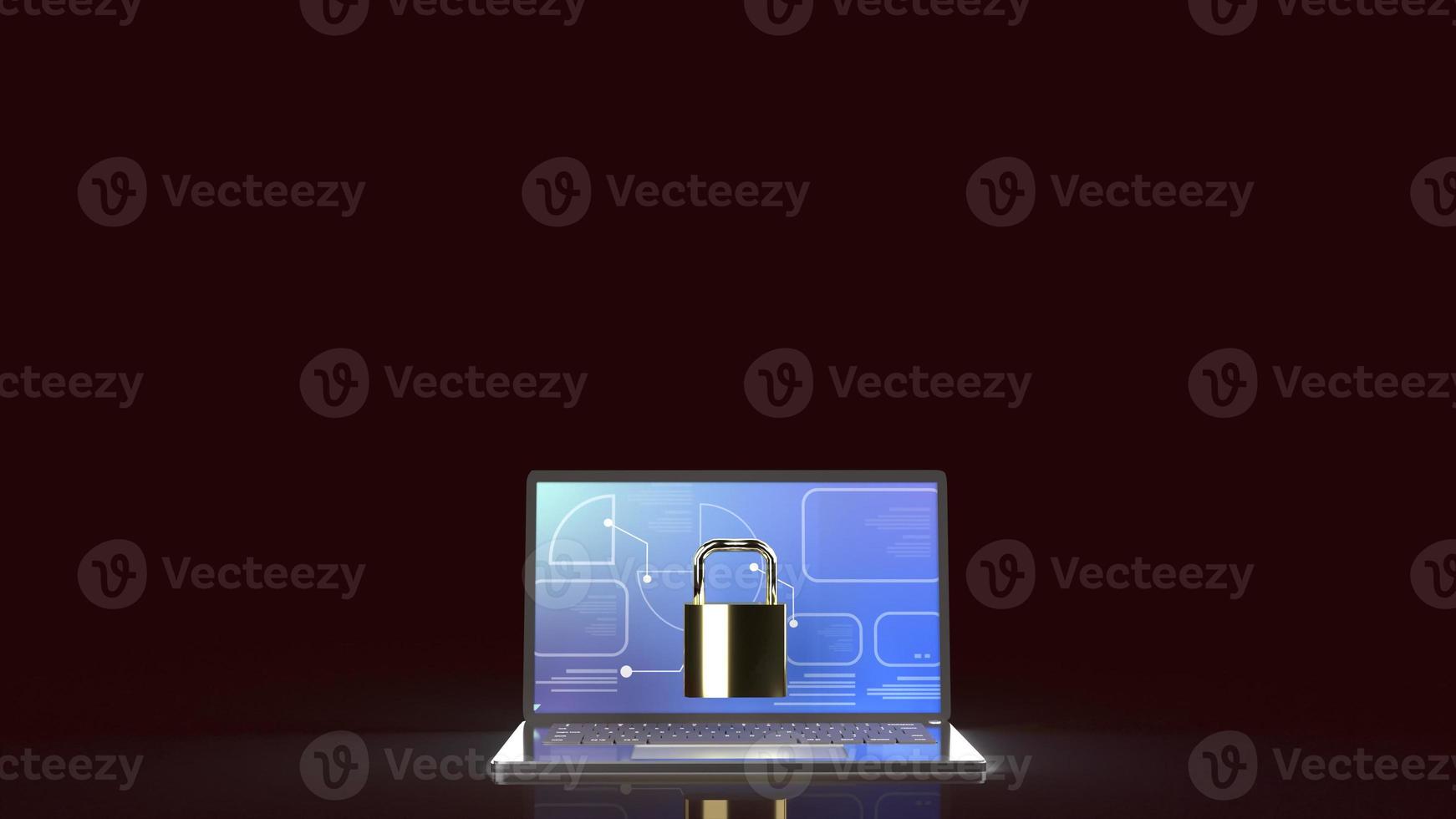 The notebook and master key 3d rendering for Computer security content. photo
