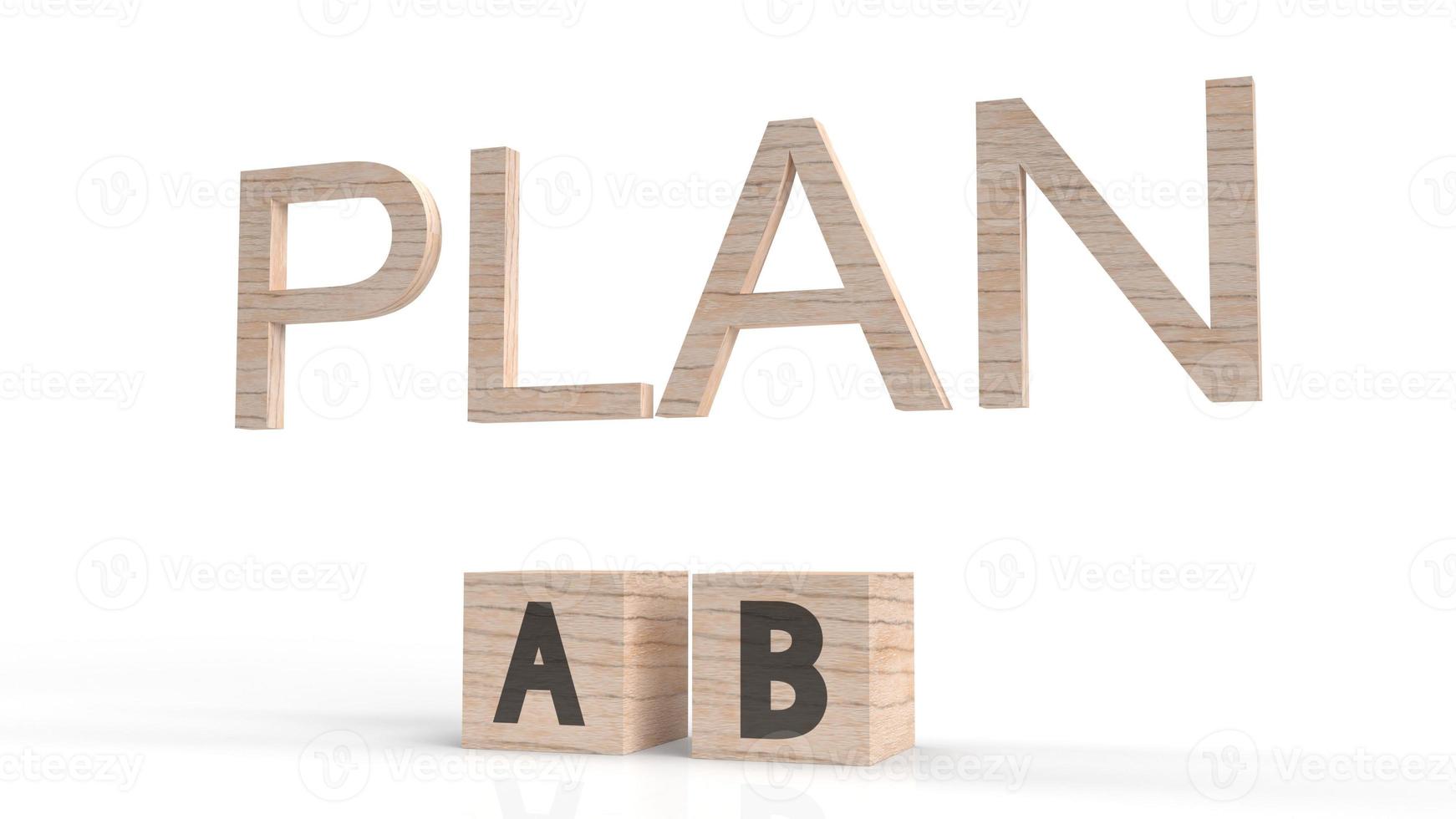 The plan word and a b wood cube for symbol  choose  3d rendering image. photo