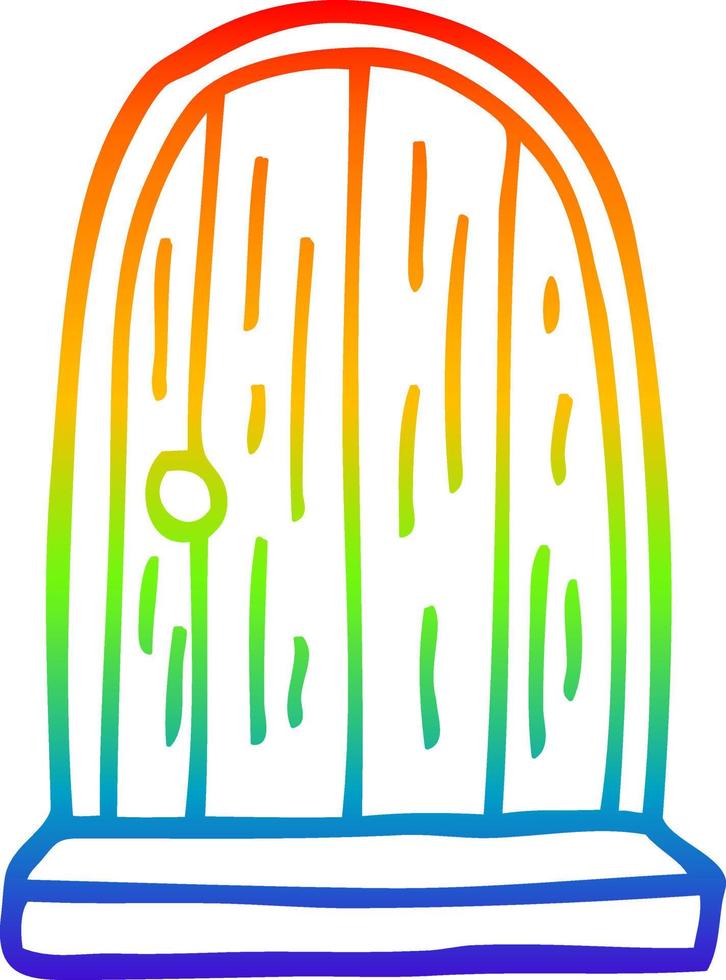 rainbow gradient line drawing cartoon round doorway vector